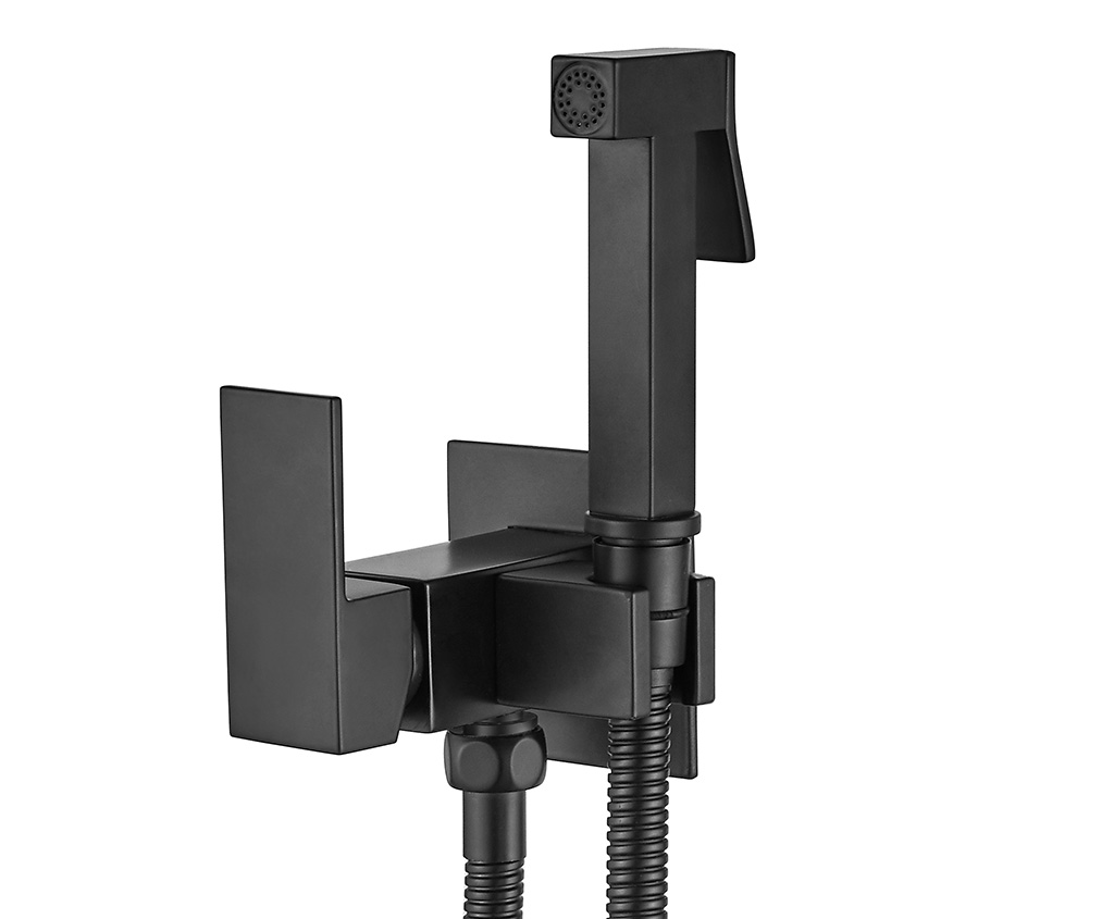 Llave WC con Grifo higiénico Bidet ERGOS NEGRO MATE